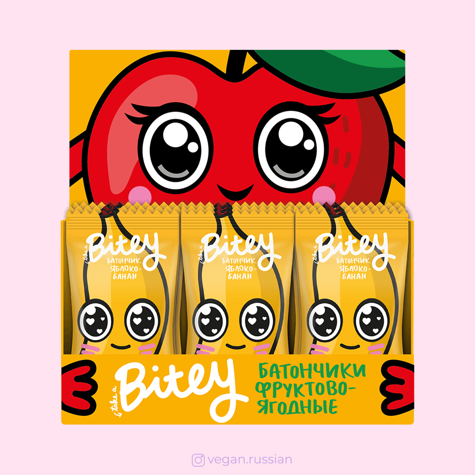 Детский фруктово-ягодный батончик Яблоко-Банан Bitey 25 г