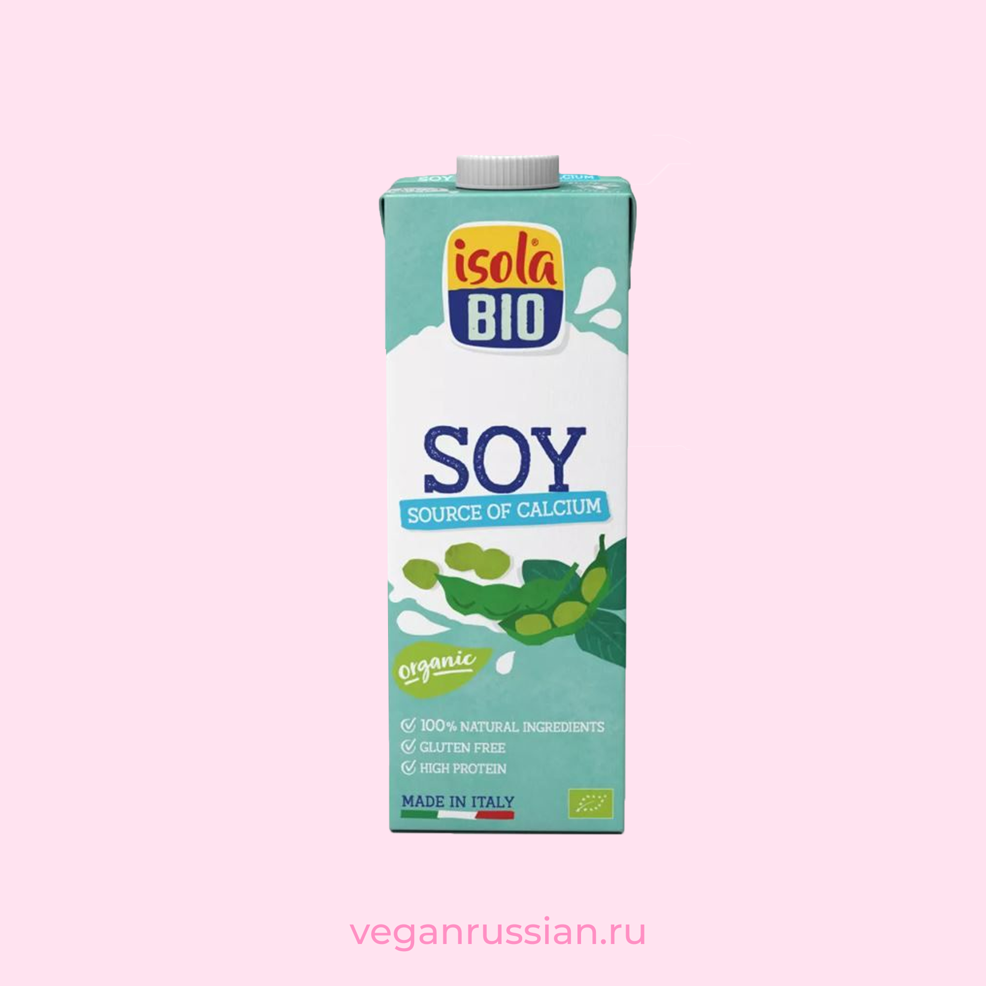 Соевое молоко с кальцием и сиропом агавы без глютена Isola Bio 1 л