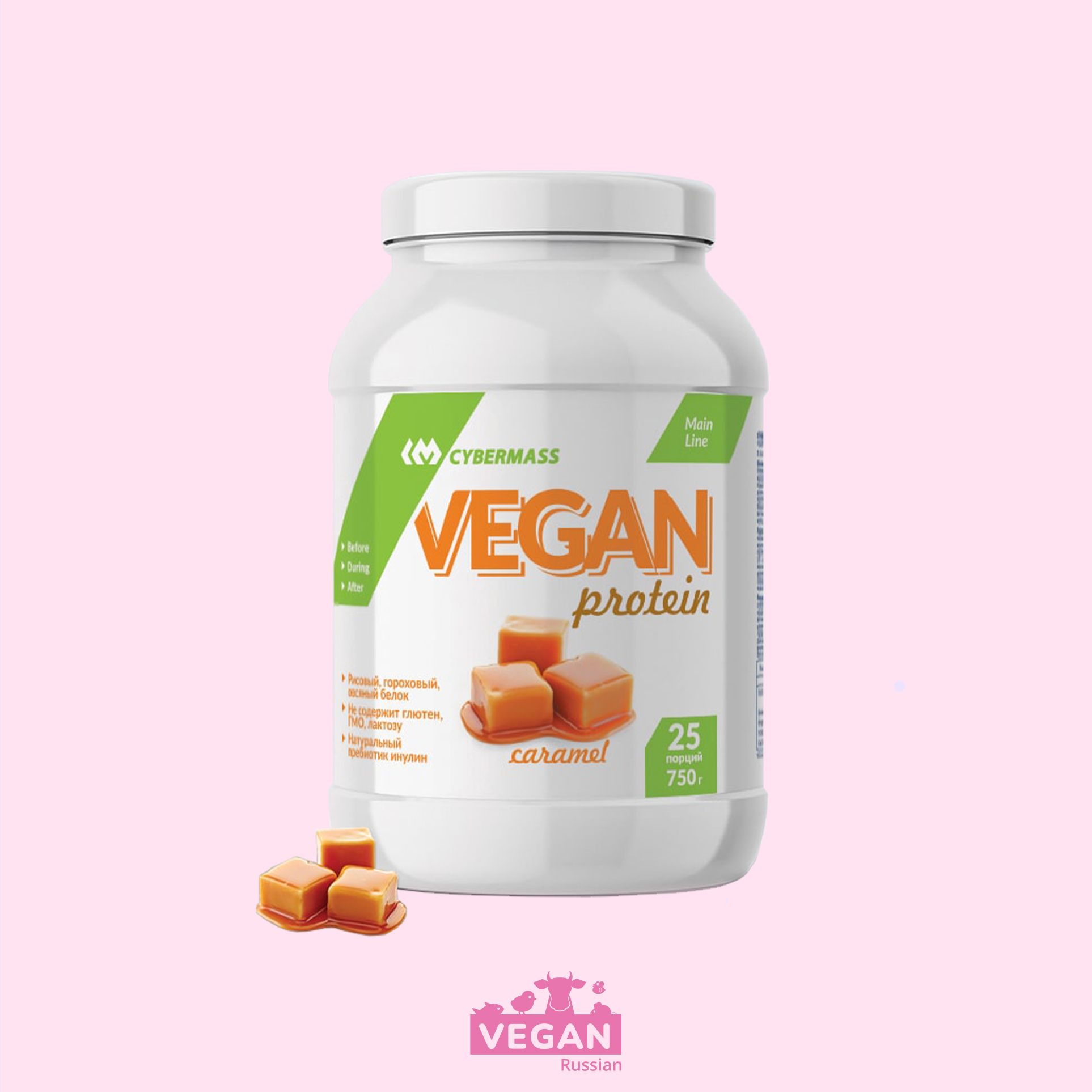 Протеин VEGAN Protein Сливочная карамель Cybermass 750 г