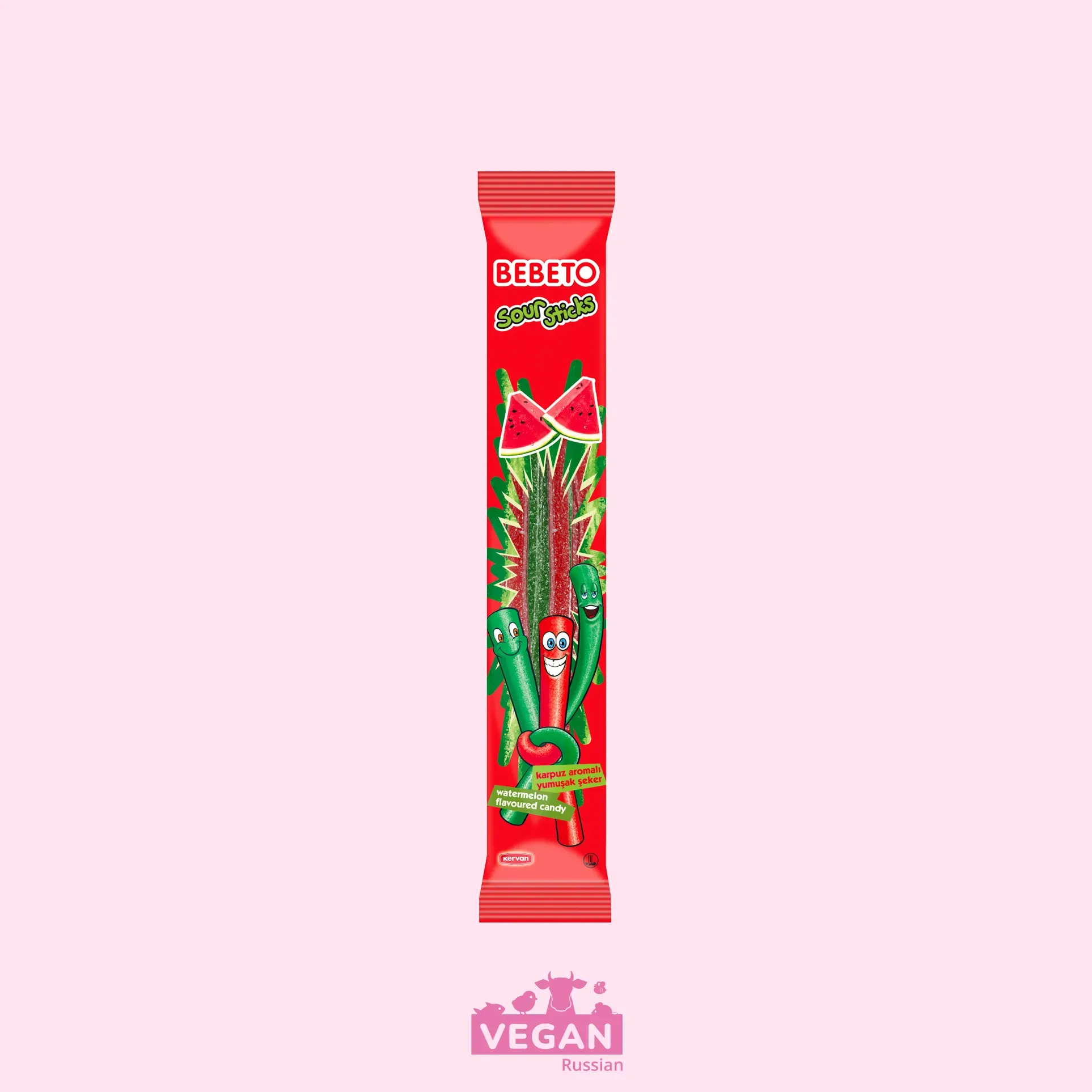 Мармелад жевательный Sour Sticks со вкусом арбуза Bebeto 35 г