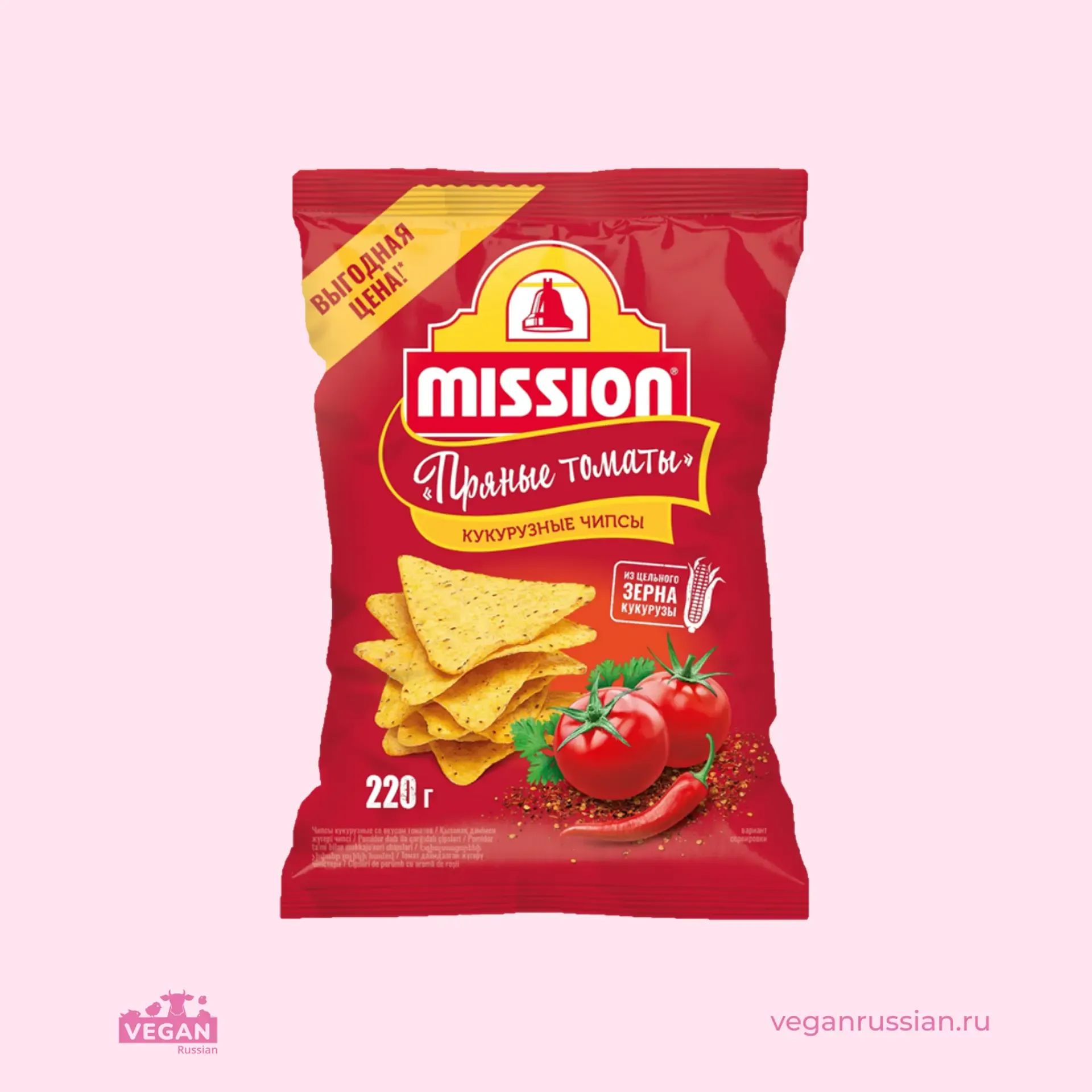 Кукурузные чипсы пряные томаты Mission 220 г