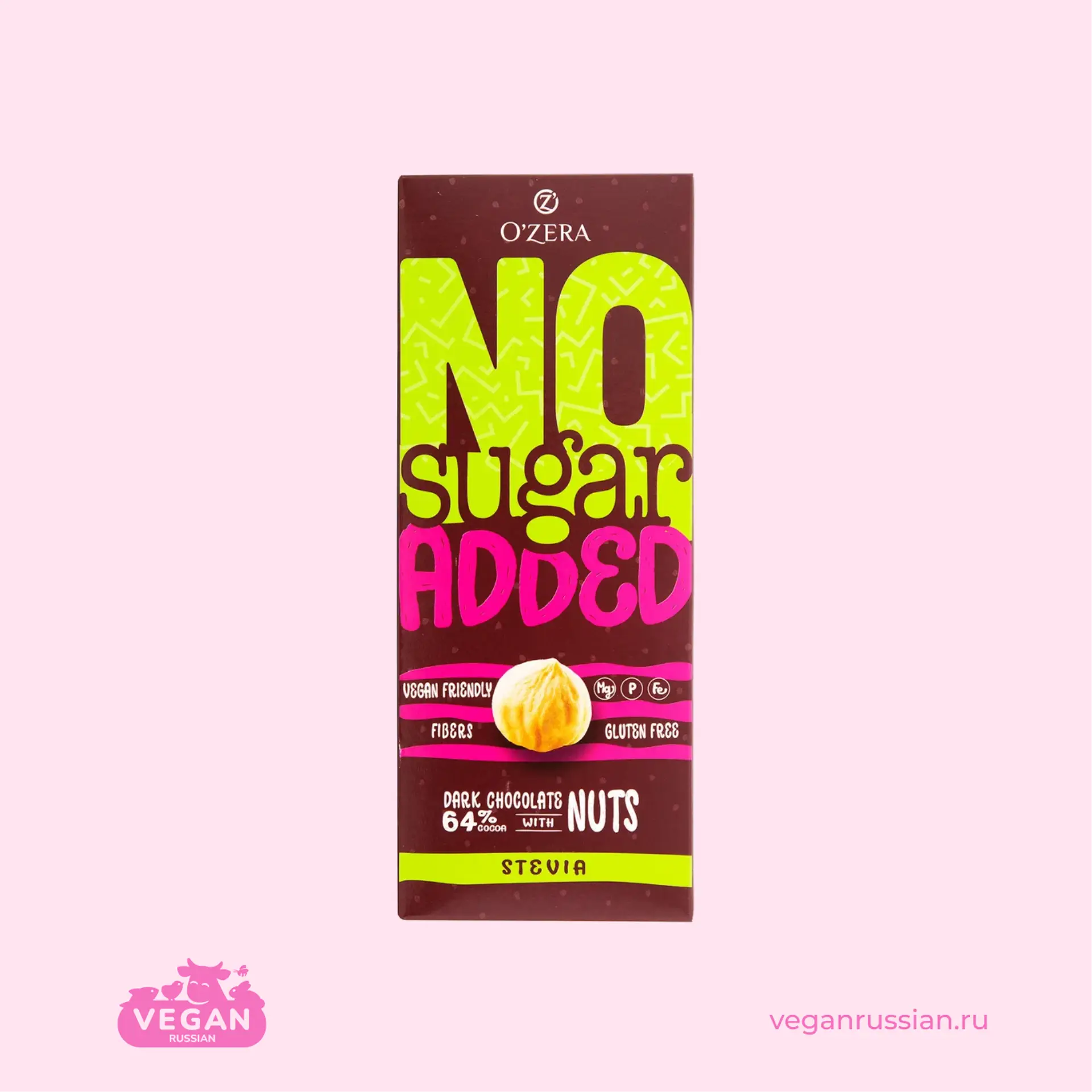 Горький шоколад с орехами No sugar added Nuts 64% O'ZERA 90 г