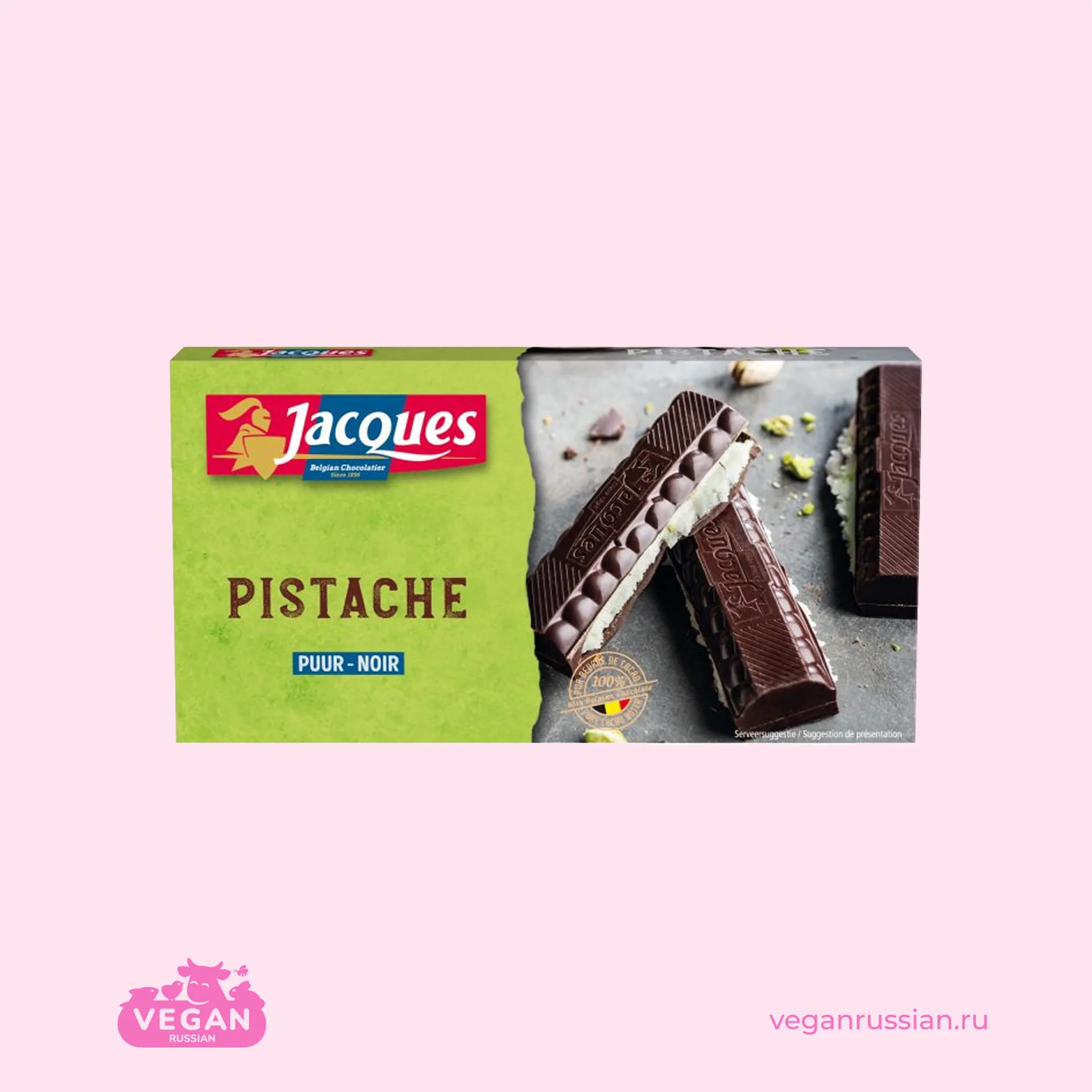 Шоколад тёмный с фисташковой начинкой Jacques Pistache 200 г