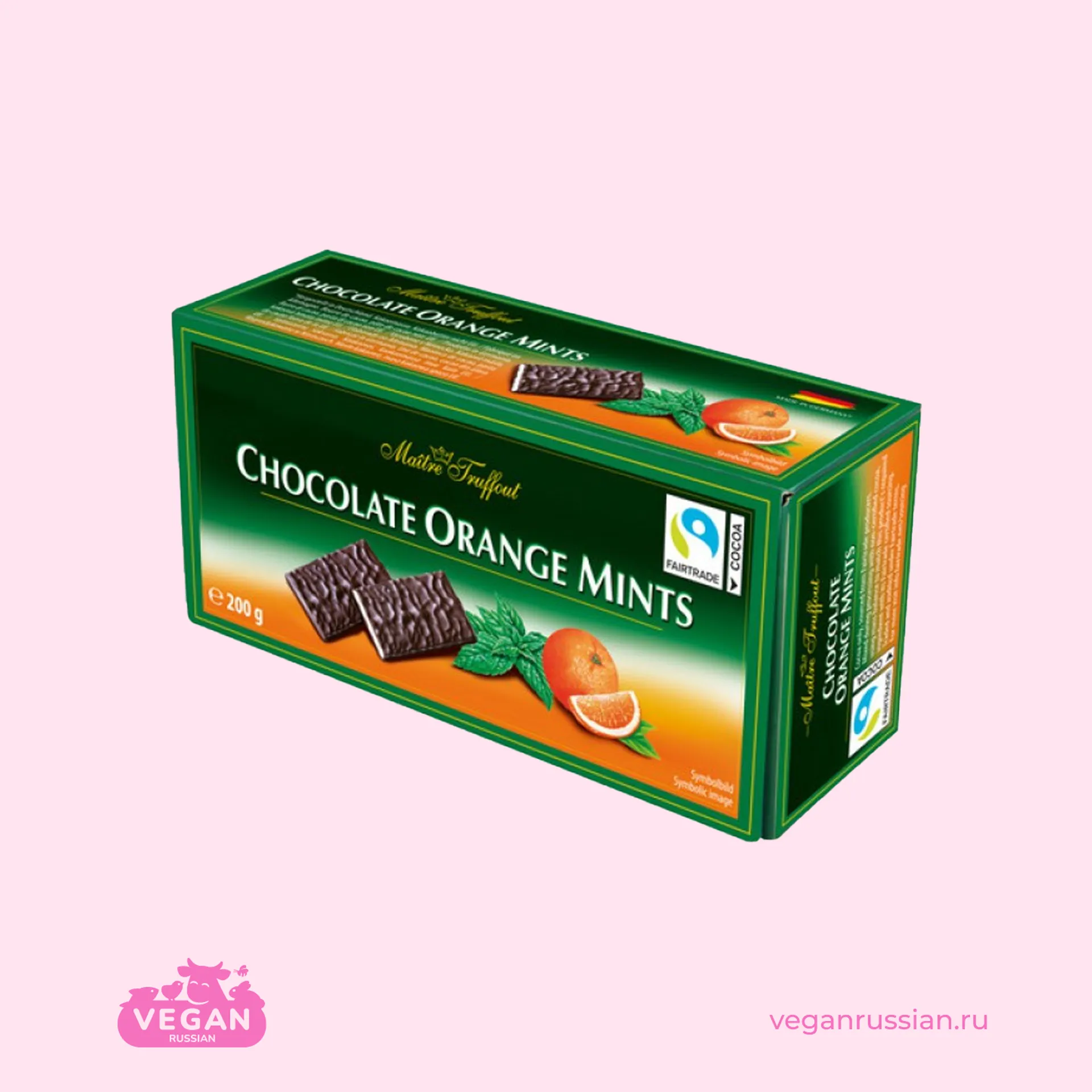 Шоколад мятный с апельсином Maitre Truffout 200 г