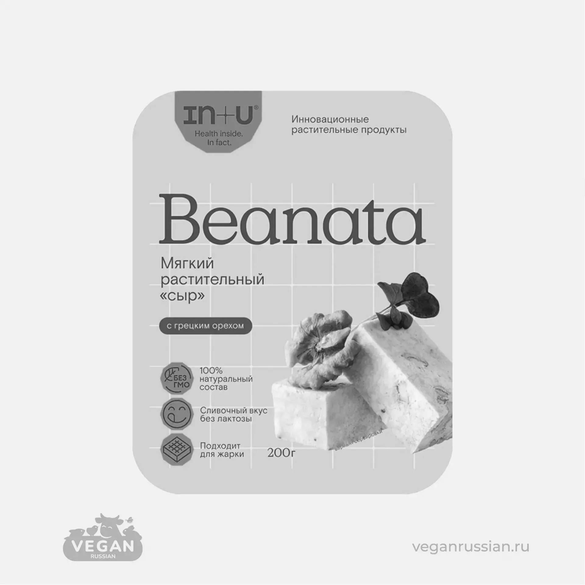 Архив: Мягкий растительный сыр c с грецким орехом Beanata IN+U 200 г