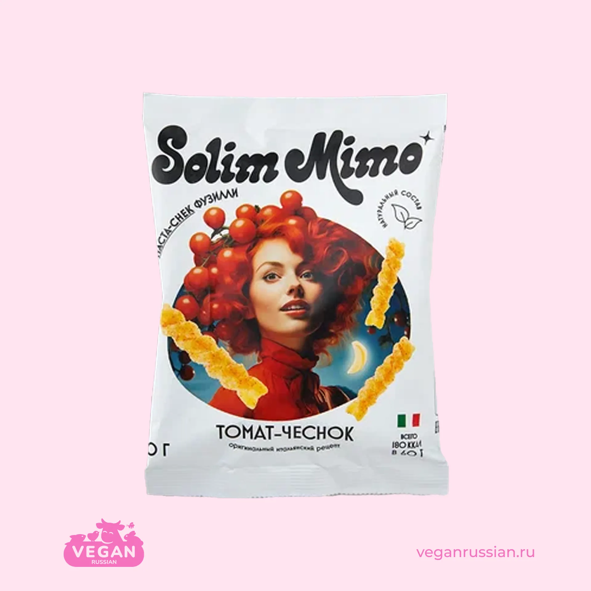 Паста-снек Фузилли Томат-чеснок Solim Mimo 60 г