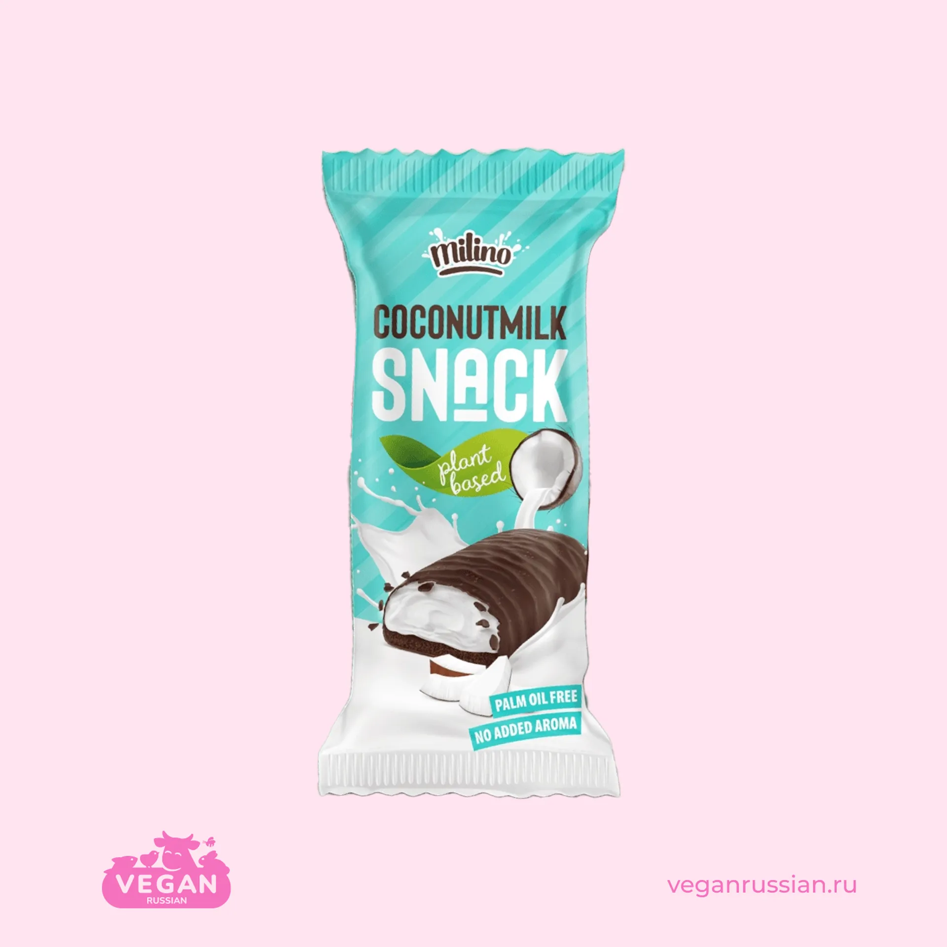 Пирожное бисквитное с кокосовым кремом в шоколаде Coconutmilk Snack Milino 24 г