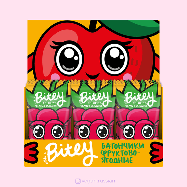 Детский фруктово-ягодный батончик Яблоко-Малина Bitey 25 г