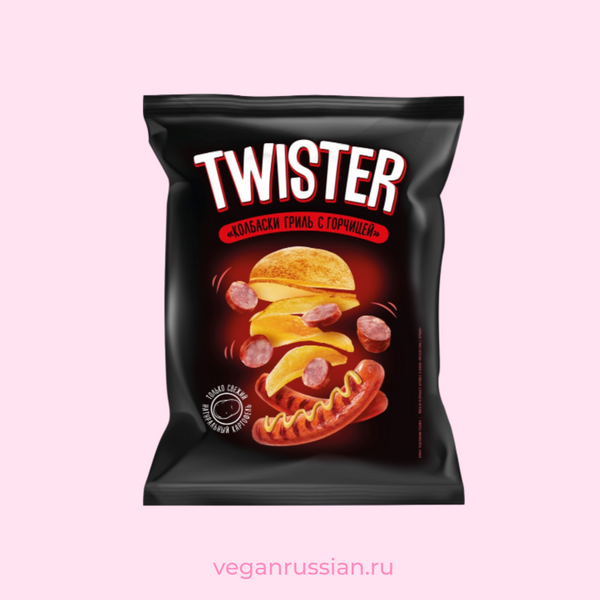 Чипсы со вкусом колбасок гриль с горчицей Twister 150 г