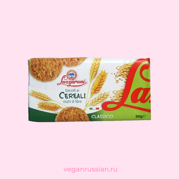 Печенье Biscotti ai cereali ricchi di fibre Lazzaroni 300 г