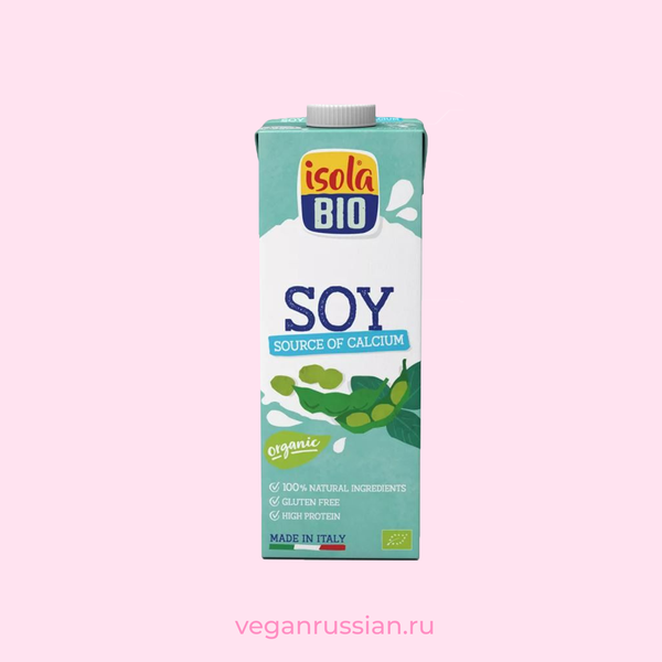 Соевое молоко с кальцием и сиропом агавы без глютена Isola Bio 1 л