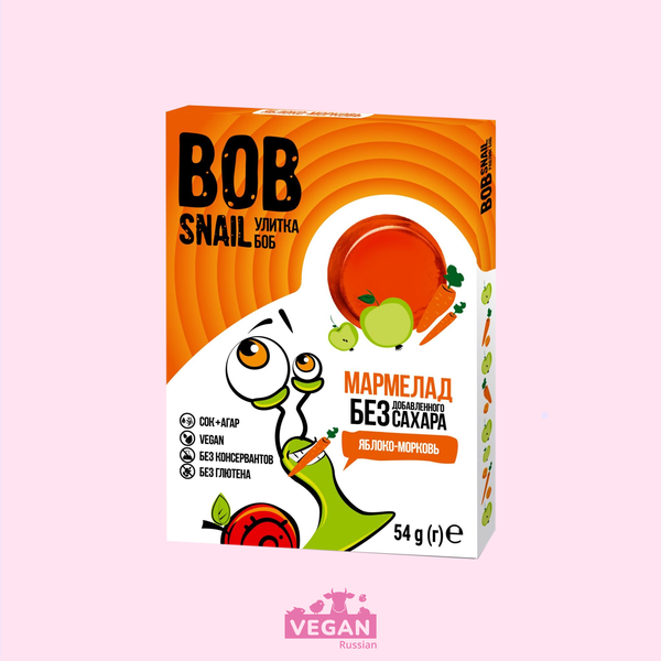 Мармелад фруктовый яблоко-морковь Bob Snail 54 г