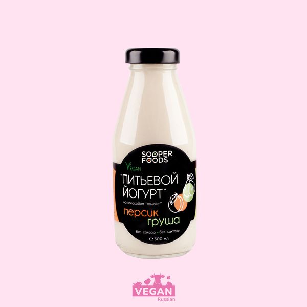 Питьевой йогурт персик-груша на кокосовом молоке Sooperfoods 300 мл