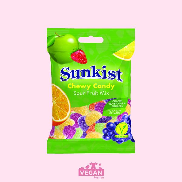 Мармелад жевательный  Кислые фрукты Sunkist Chewy Candy 60 г