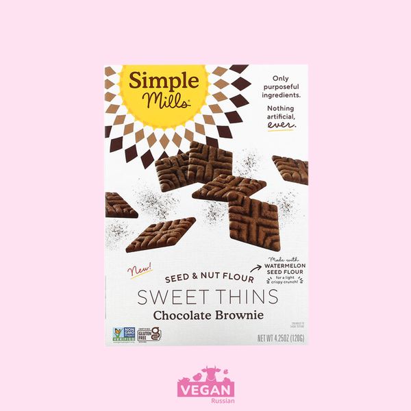 Печенье без глютена Sweet thins chocolate brownie Simple mills 120 г