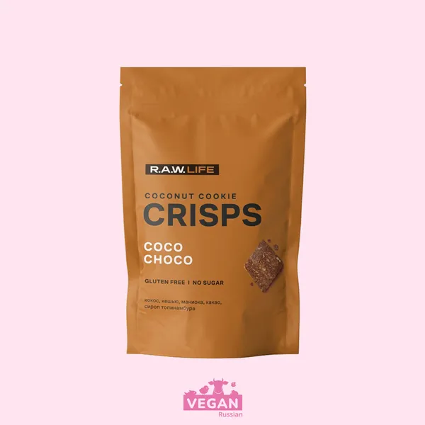 Кокосовое печенье Шоколад Crisps R.A.W. Life 35-75 г