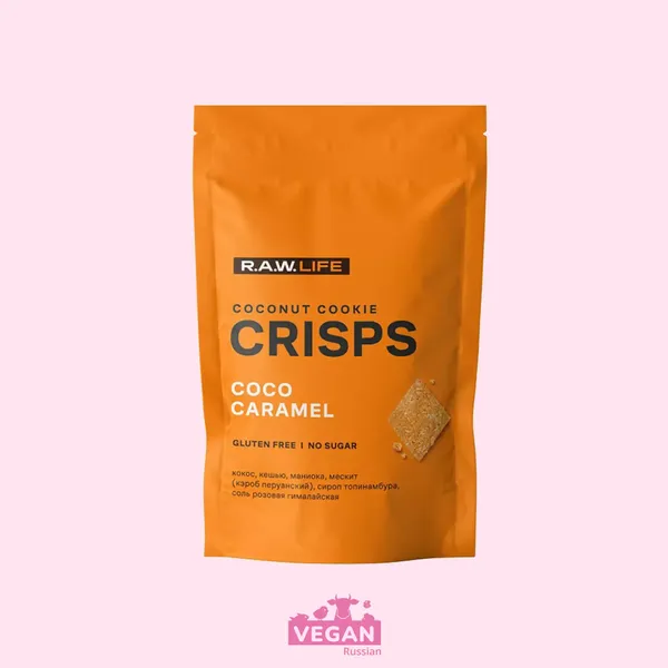 Кокосовое печенье Карамель Crisps R.A.W. Life 75 г