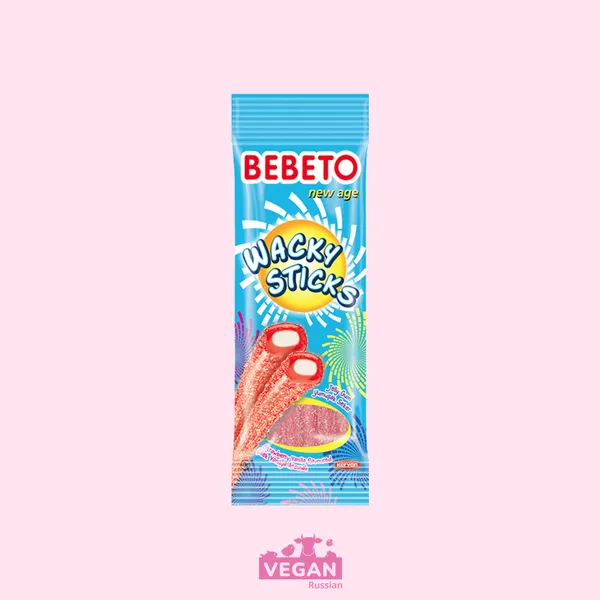 Мармелад жевательный Wacky Sticks со вкусом клубники и ванили Bebeto 75 г