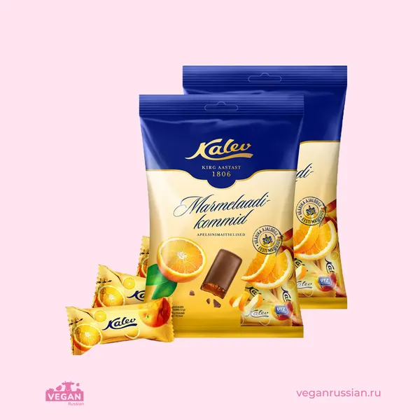 Конфеты шоколадные с апельсиновым мармеладом Kalev 170 г