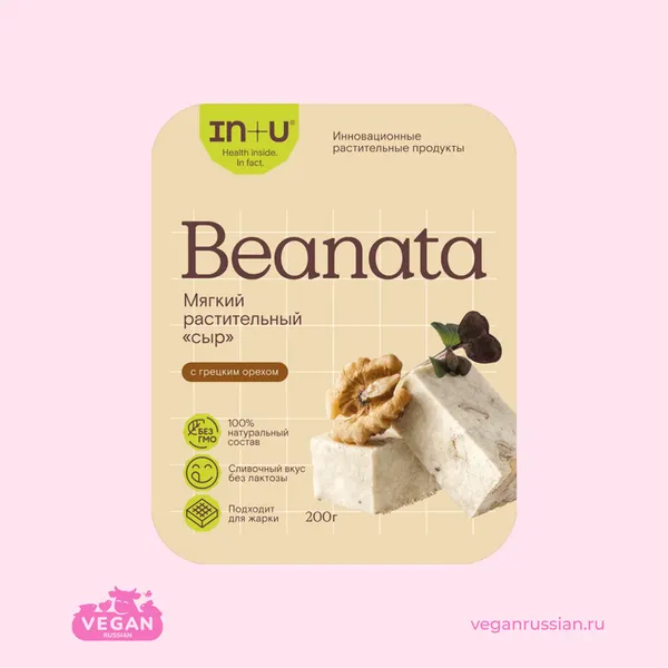 Мягкий растительный сыр c с грецким орехом Beanata In+U 200 г