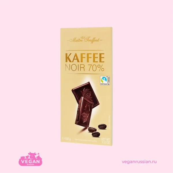 Шоколад горький с кофейной начинкой Kaffee Noir 70% Maitre Truffout 100 г