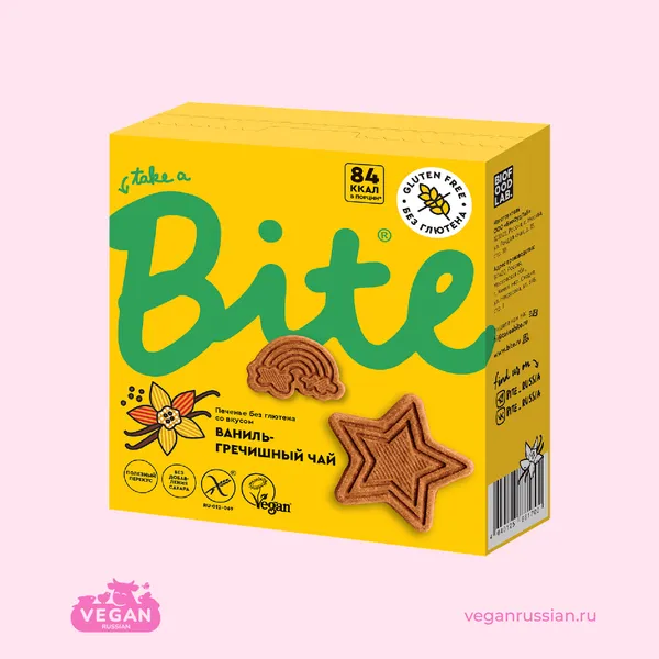 Печенье без глютена со вкусом Ваниль-гречишный чай Bite 115 г