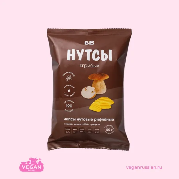 Чипсы нутовые рифлёные Грибы Нутсы ВкусВилл 50 г