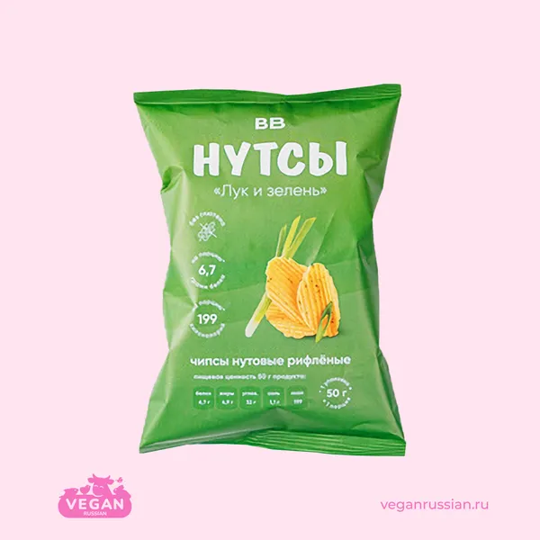 Чипсы нутовые рифлёные Лук и зелень Нутсы ВкусВилл 50 г