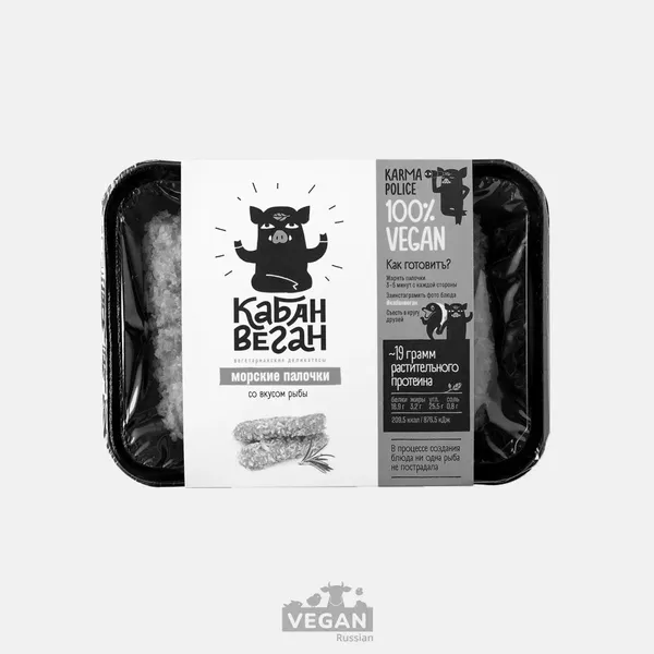 Архив: Морские палочки со вкусом рыбы Кабан веган 350 г