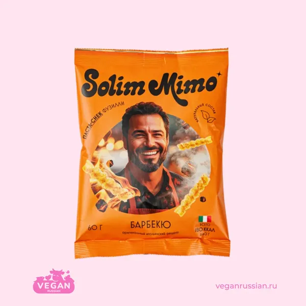 Паста-снек Фузилли со вкусом соуса барбекю Solim Mimo 60 г