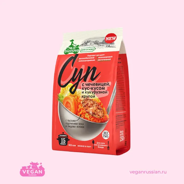 Смесь с чечевицей, кус-кусом и кукурузной крупой Bionova 250 г