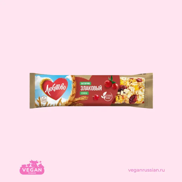 Батончик злаковый с клюквой Любятово 27 г