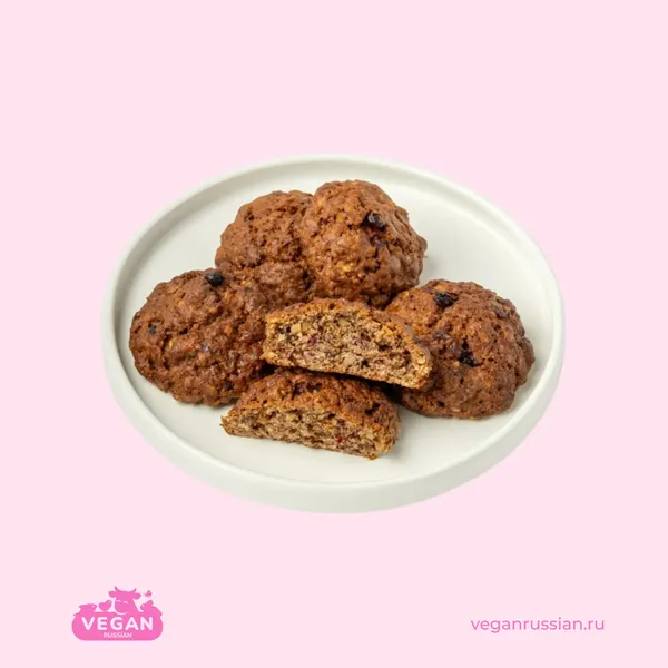 Печенье овсяное с яблоком, брусникой, грецким орехом веган ВкусВилл 170 г