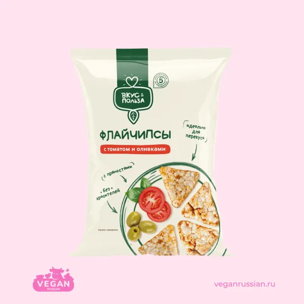 Флайчипсы зерновые с томатом и оливками Вкус & Польза 40 г