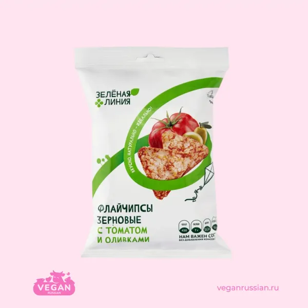 Флайчипсы зерновые с томатом и оливками Зеленая линия 40 г